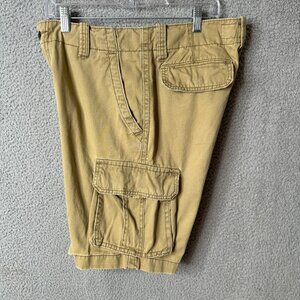 Aeropostale Mens Cargo Shorts Size 32 Khaki Tan Multi Pocket Cotton Gorpcore